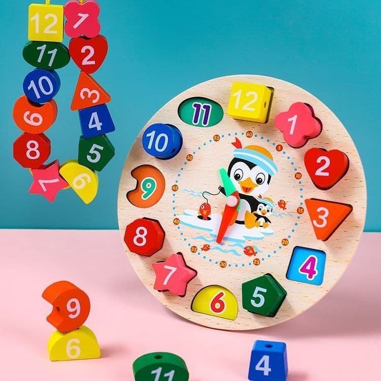 Relógio de brinquedo divertido com formas numéricas e cognitivas