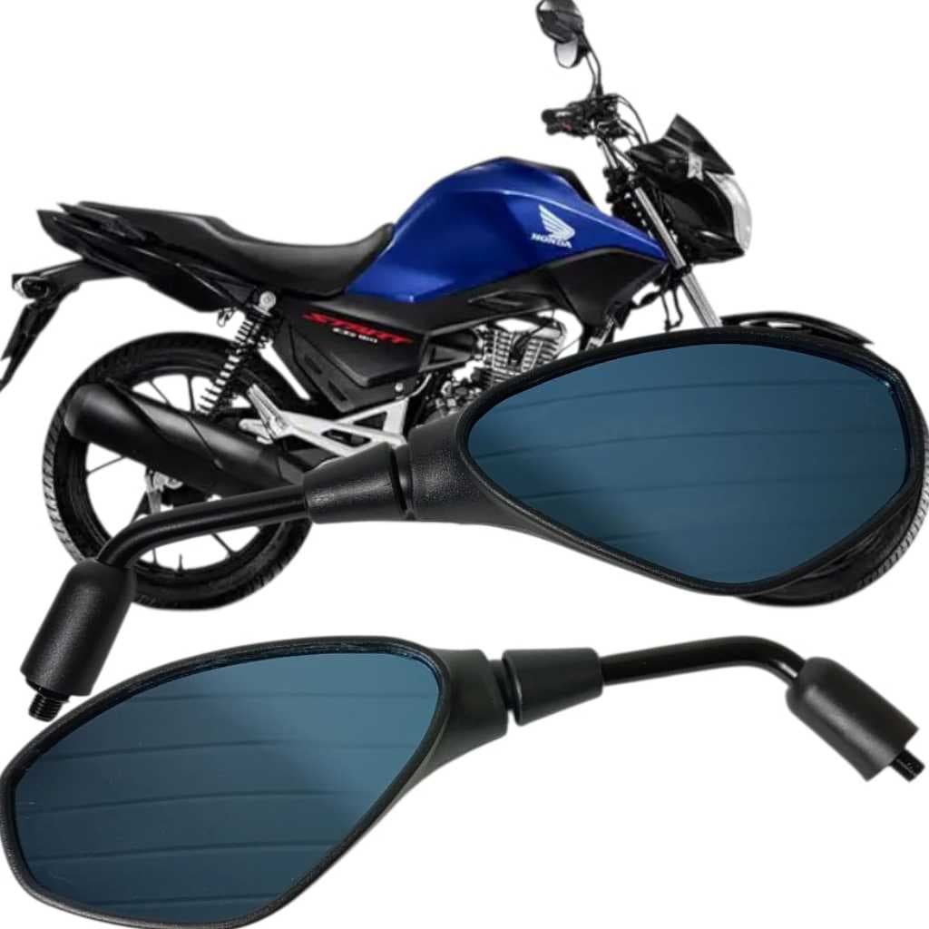 Par Retrovisor Bmw F800 Haste Longa Lente Azul Motos Honda Nx 500 Sahara 300 Cb 300F Titan Start 160