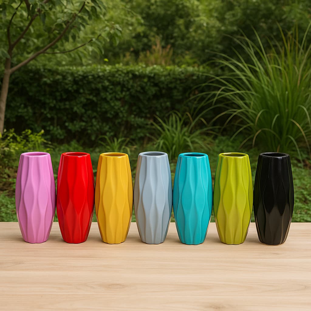 Vaso Flor Ceramica Decorativo Artesanal Varias Cores 34cm