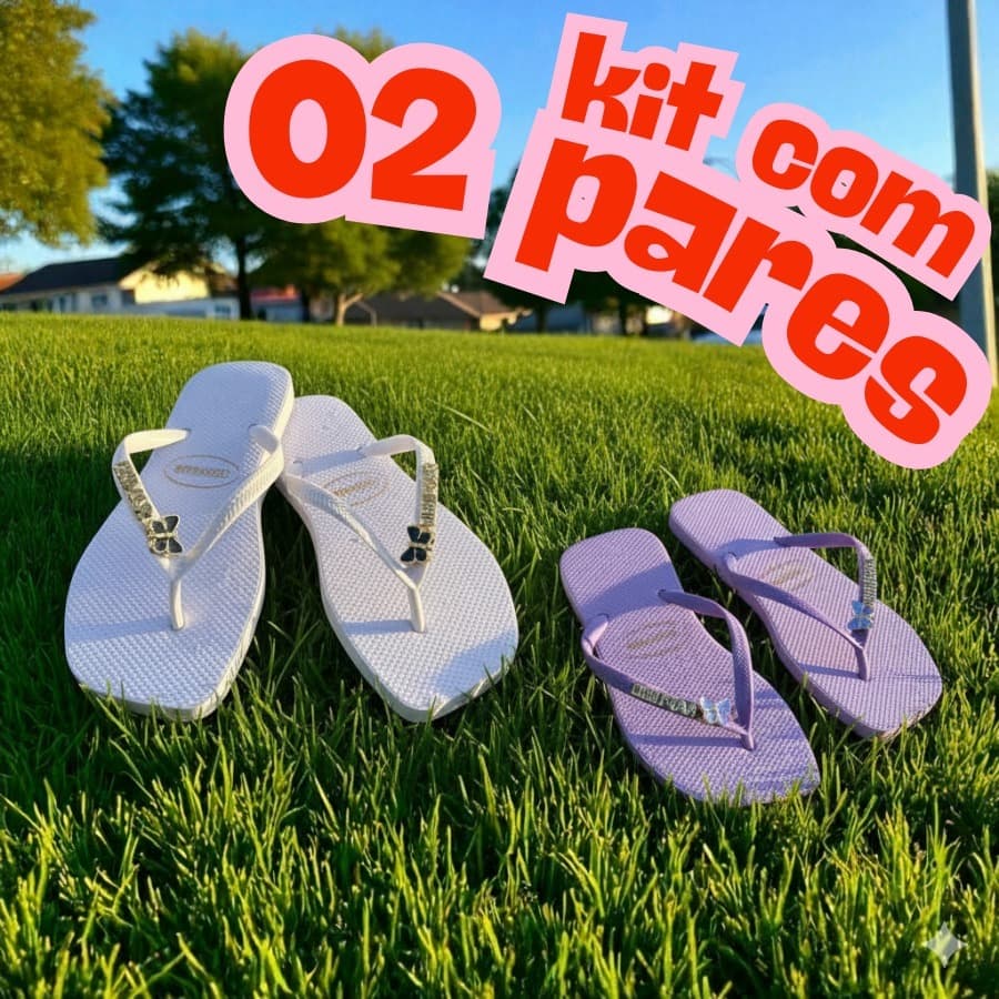 Kit 2 Pares Femininos | Chinelo Conforto Borboleta