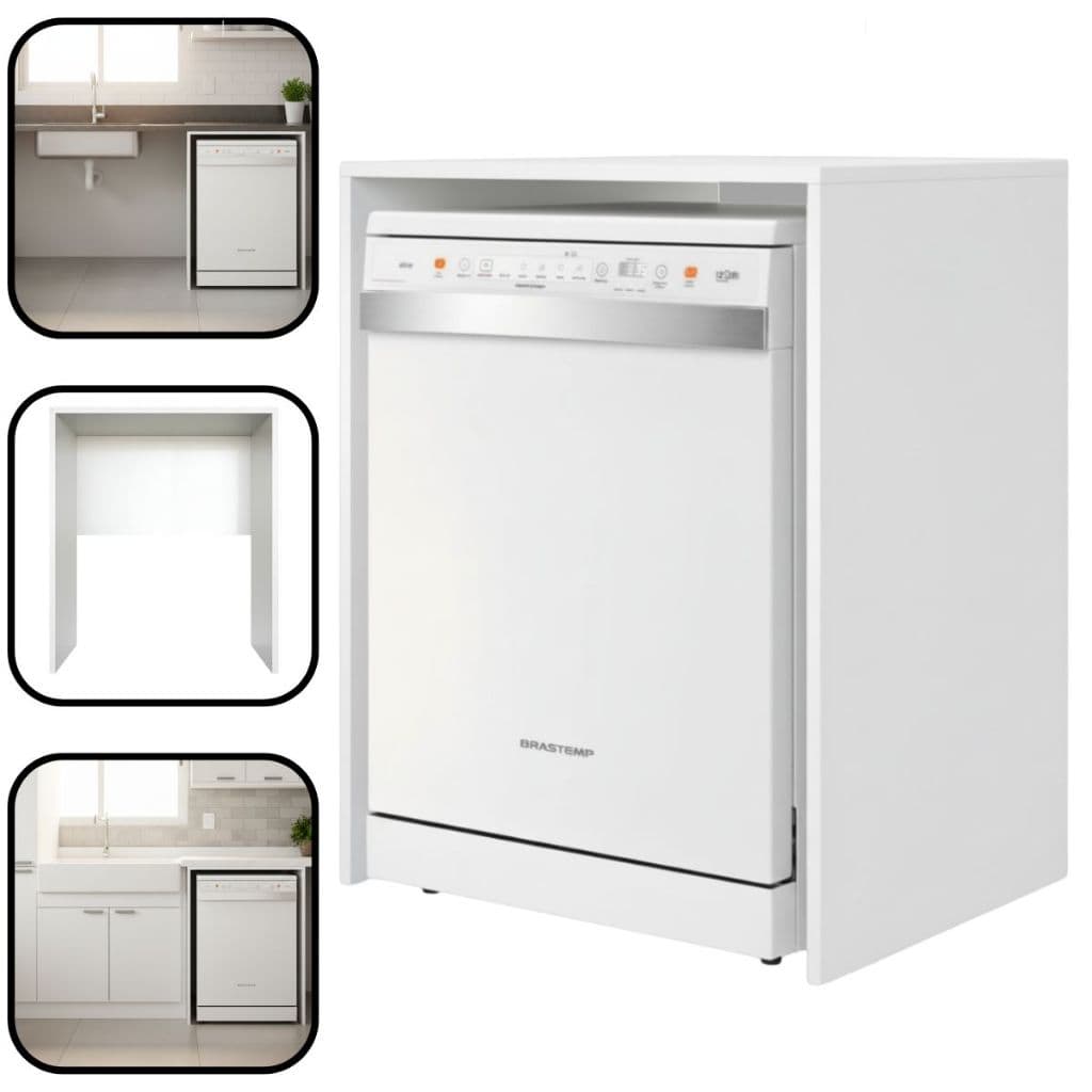 Nicho Decorativo Balcão Para Lava Louças 12 Serviços MDF 91x69x64cm