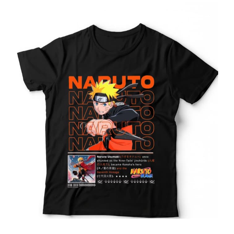 Camiseta Basica Estampada Camisa 100% Algodão Unissex - Naruto Uzumaki