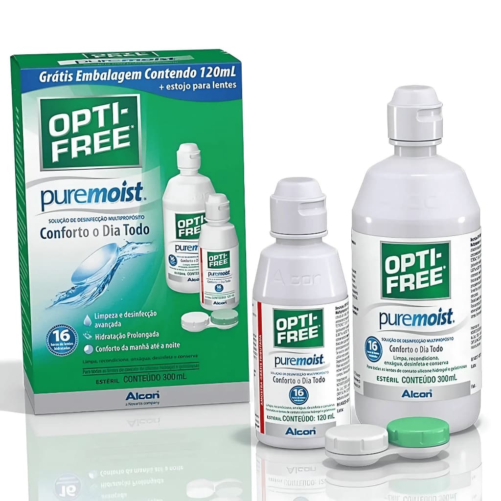 Kit Optifree 420ml + Estojo / Solução Limpeza Lentes Contato