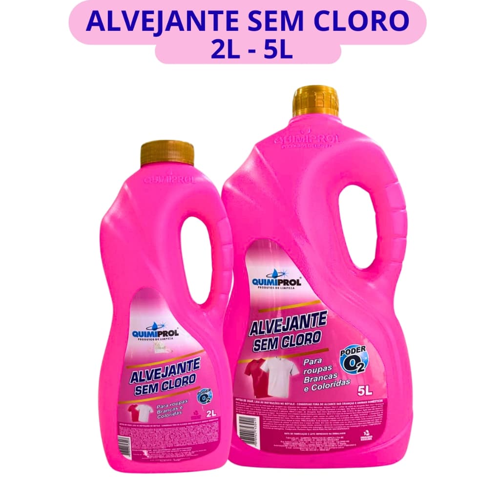 Alvejante Sem Cloro Quimiprol 5 Litros – Limpeza eficaz - manchas - roupas brancas e coloridas Com Oxigênio Ativo