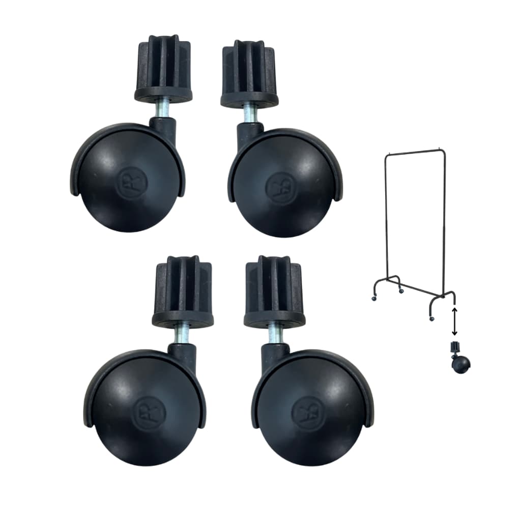 Rodinha de Arara de Roupa com Encaixe Universal Rodizio Roda Giratoria 4cm