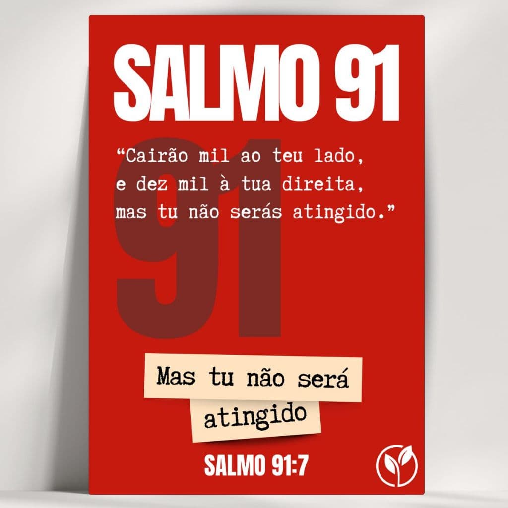 Salmo 91:7 Quadro Decorativo - Feito em Madeira MDF 3mm - Já com fita Adesiva - Envio Imediato.