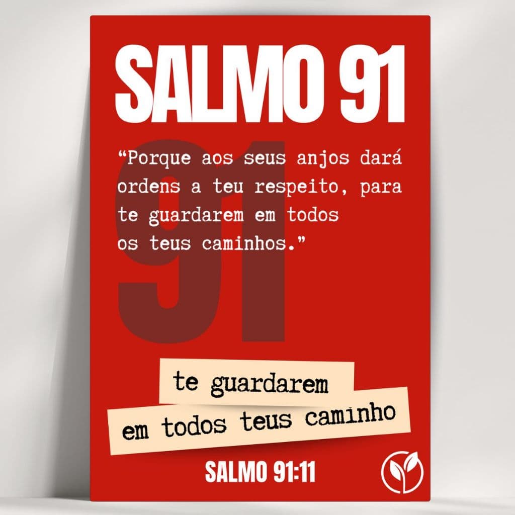 Salmo 91:11 Quadro Decorativo - Feito em Madeira MDF 3mm - Já com fita Adesiva - Envio Imediato.