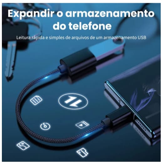 Cabo OTG Adaptador Tipo-C E V8 USB 3.0 Pendrive para  Tablet Mp3 E Celular ADP-7511/7512