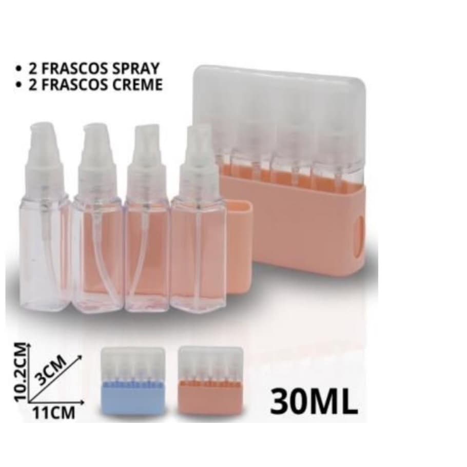 KIT VIAGEM C/ 4 FRASCOS E ESTOJO PROTETOR