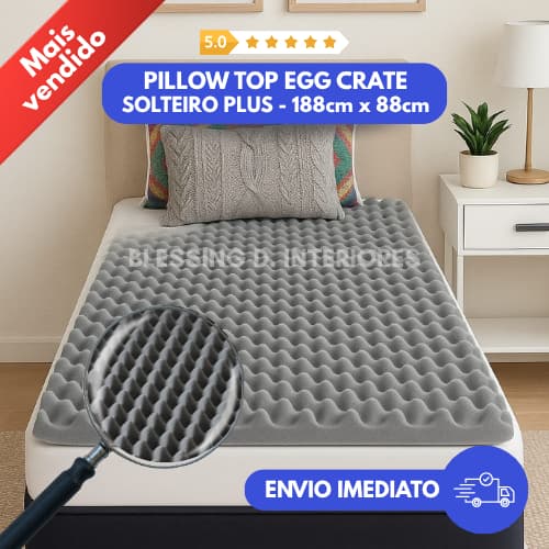 Pillow Top Massageador Colchonete Caixa De Ovo Casca Anti-escaras Solteiro Plus Ortobom 6 cm