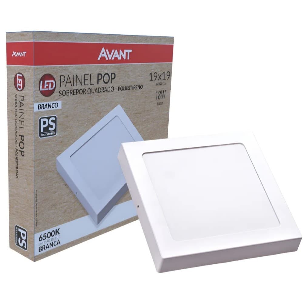 Painel LED Pop Avant de Sobrepor Quadrado Poliestireno 6500K - 127V ou 220V