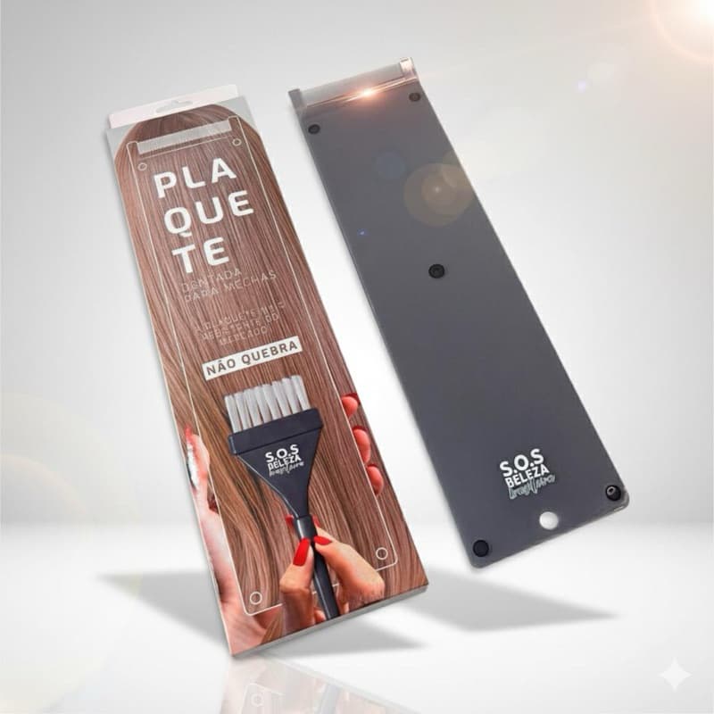 Plaquete Dentada Fumê 11x40cm Profissional para Mechas e Luzes em Policarbonato Resistente Uso em Salão