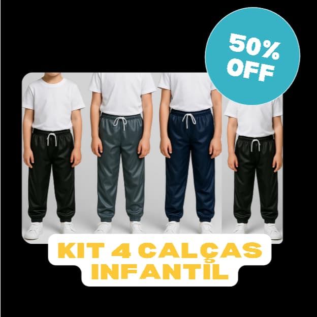 Kit com 4 Calças Infantil Inverno Escolar Jogger Flanelada Infantil Juvenil