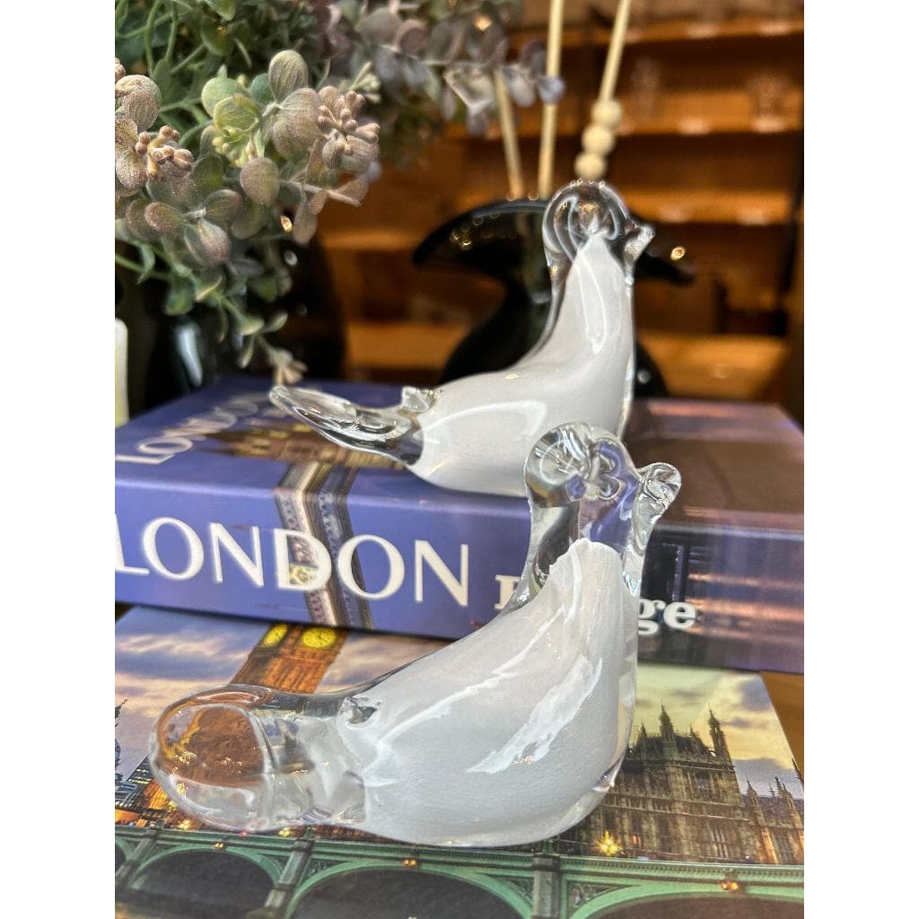 Kit 2 Mini Esculturas em Murano Bibelô Pato Canadense - Enfeite Decorativo Sala Presente e Decoração