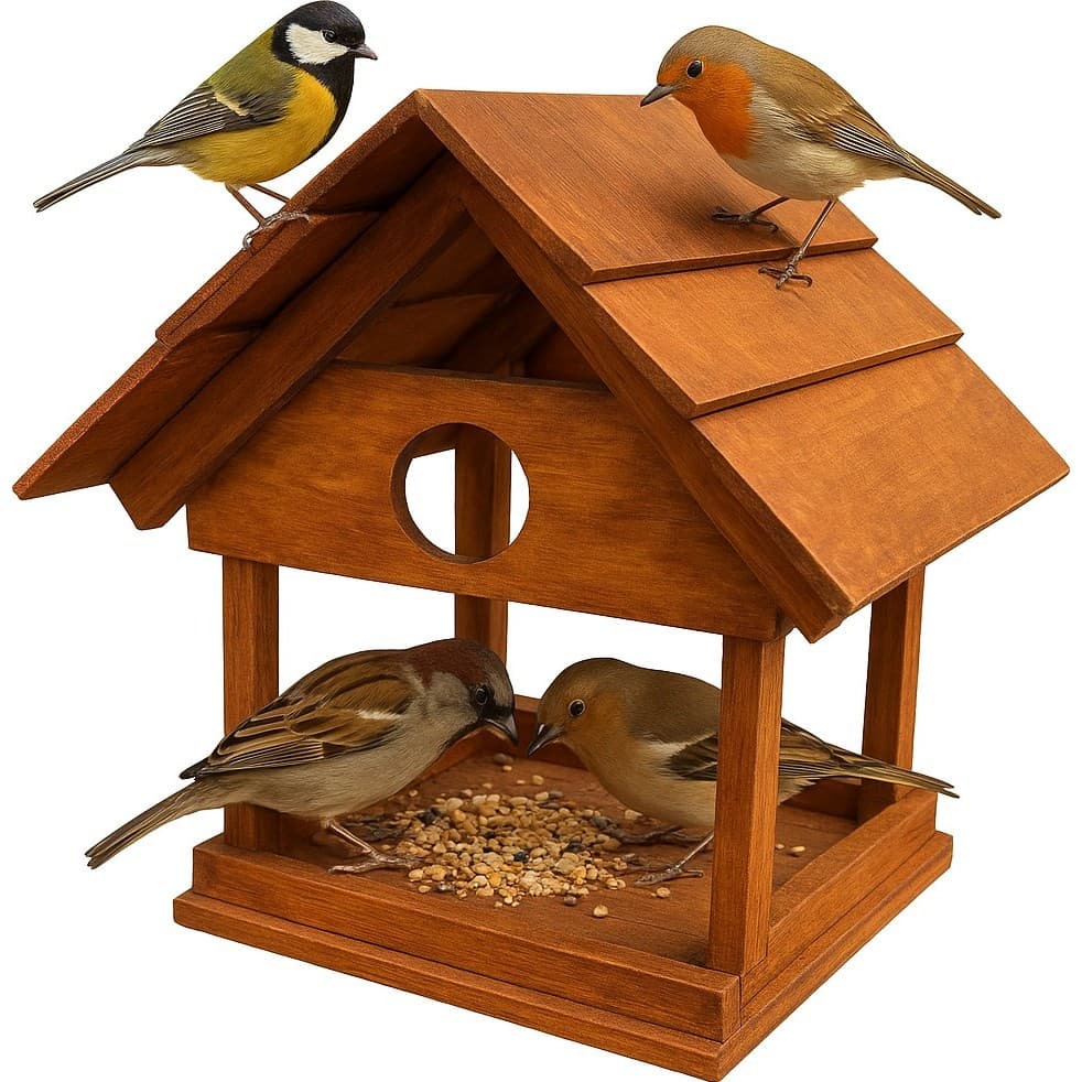 Casinha de Passarinho Comedouro de Madeira Pássaros Livres Apoio Aves Decoração Jardim Varanda RS