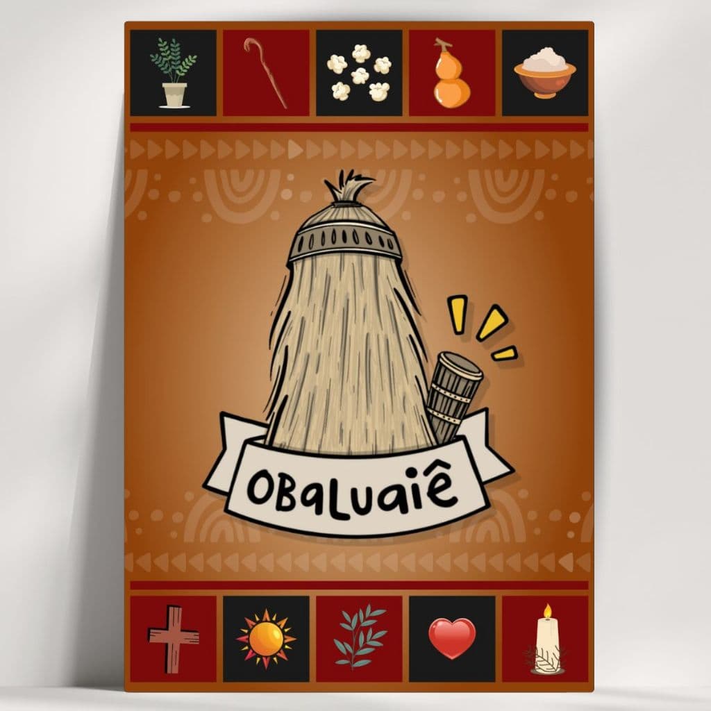 Quadro decorativo Orixá Obaluaiê - Coleção Elementos - Já com Fita Adesiva - Envio Imediato.