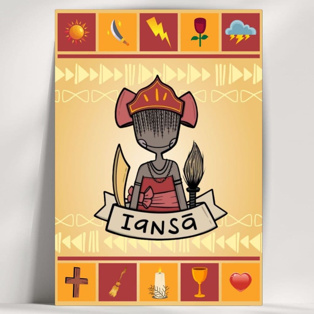 Quadro decorativo Orixá Iansã - Coleção Elementos - Já com Fita Adesiva - Envio Imediato.