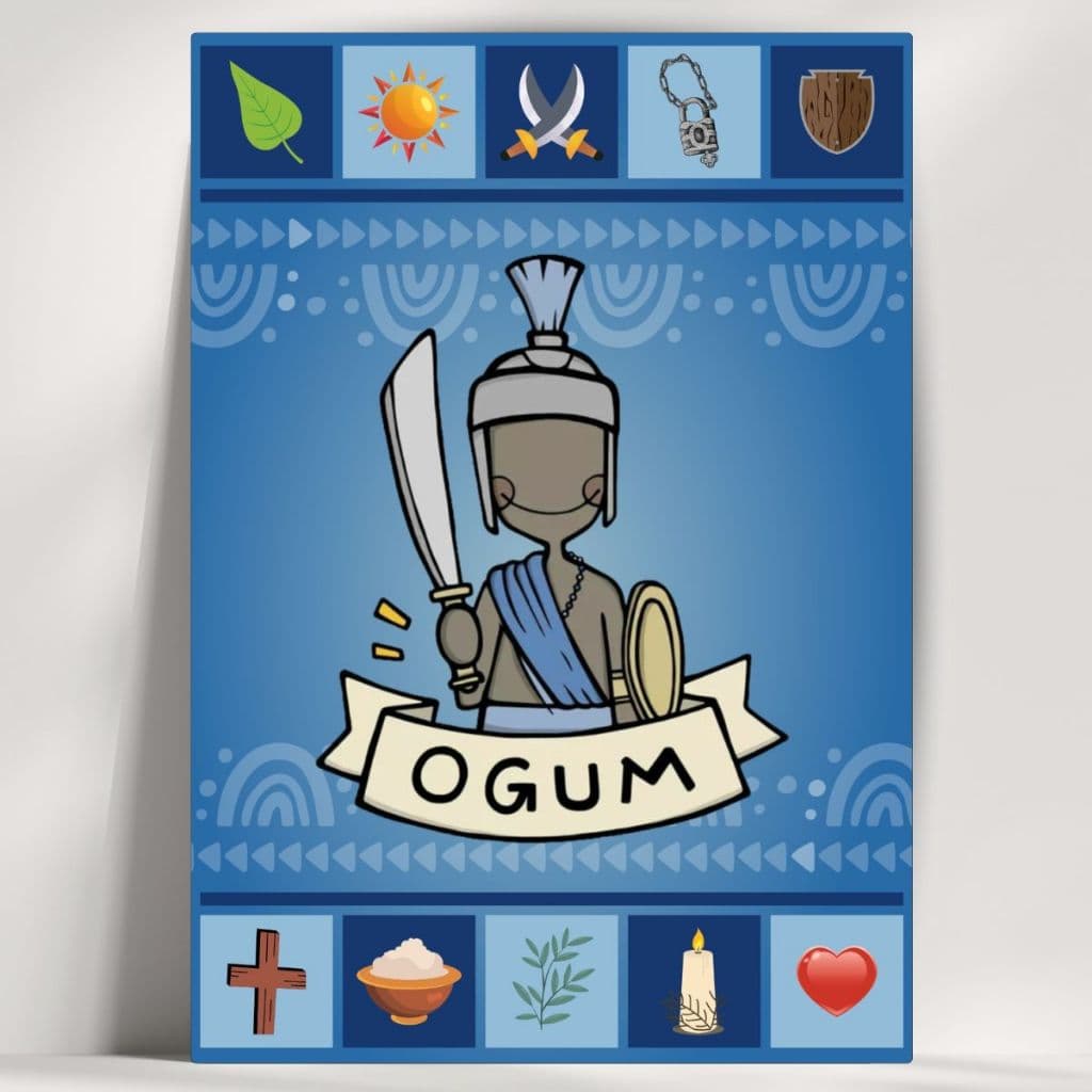 Quadro decorativo Orixá Ogum - Coleção Elementos - Já com Fita Adesiva - Envio Imediato.