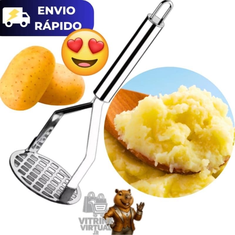 Amassador de Batata Macetador para Legumes Batatas Cenoura Purê Tomate Amassar Aço Inox Resistente