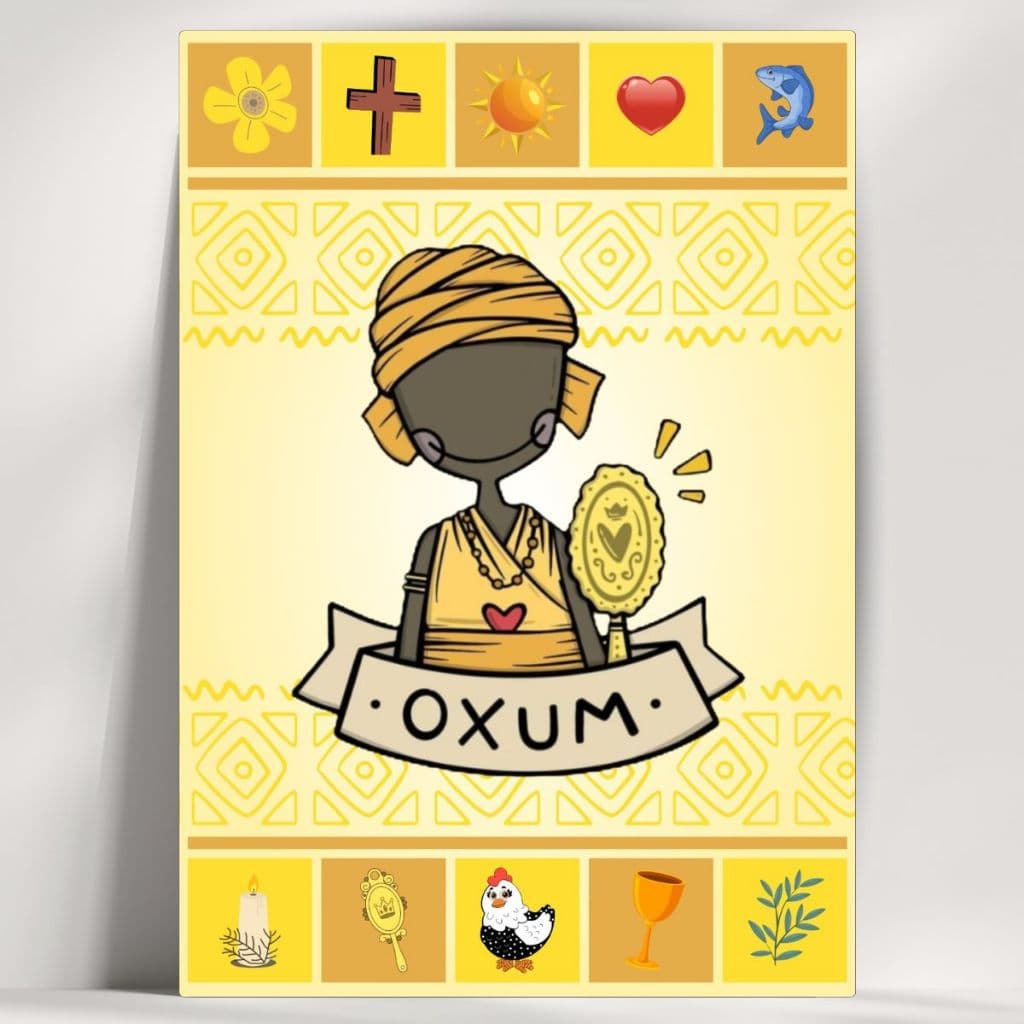 Quadro decorativo Orixá Oxum - Coleção Elementos - Já com Fita Adesiva - Envio Imediato.