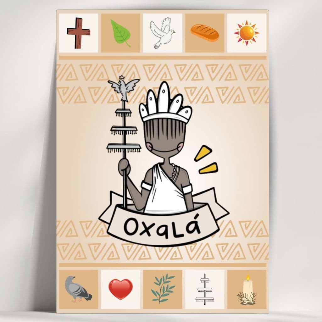 Quadro decorativo Orixá Oxalá - Coleção Elementos - Já com Fita Adesiva - Envio Imediato.