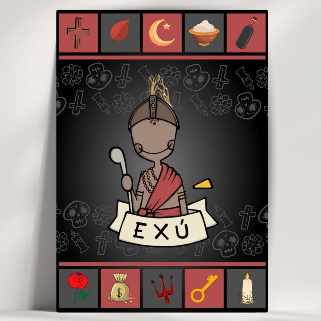 Quadro decorativo Exú - Coleção Elementos - Já com Fita Adesiva - Envio Imediato.