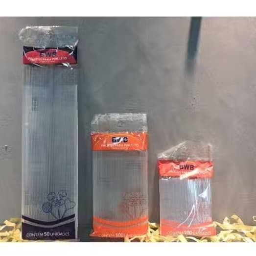 Palito para pirulito BWB transparente- topo de bolo- tubo pet - canudo transparente 9/14/28 cm