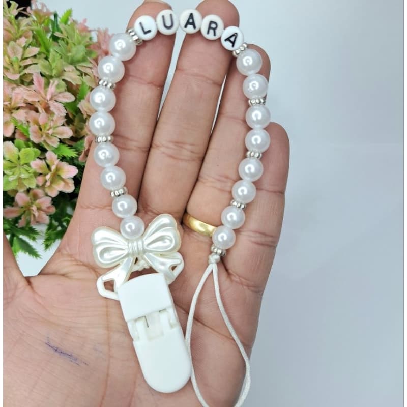 Prendedor de chupeta luxo para batizado