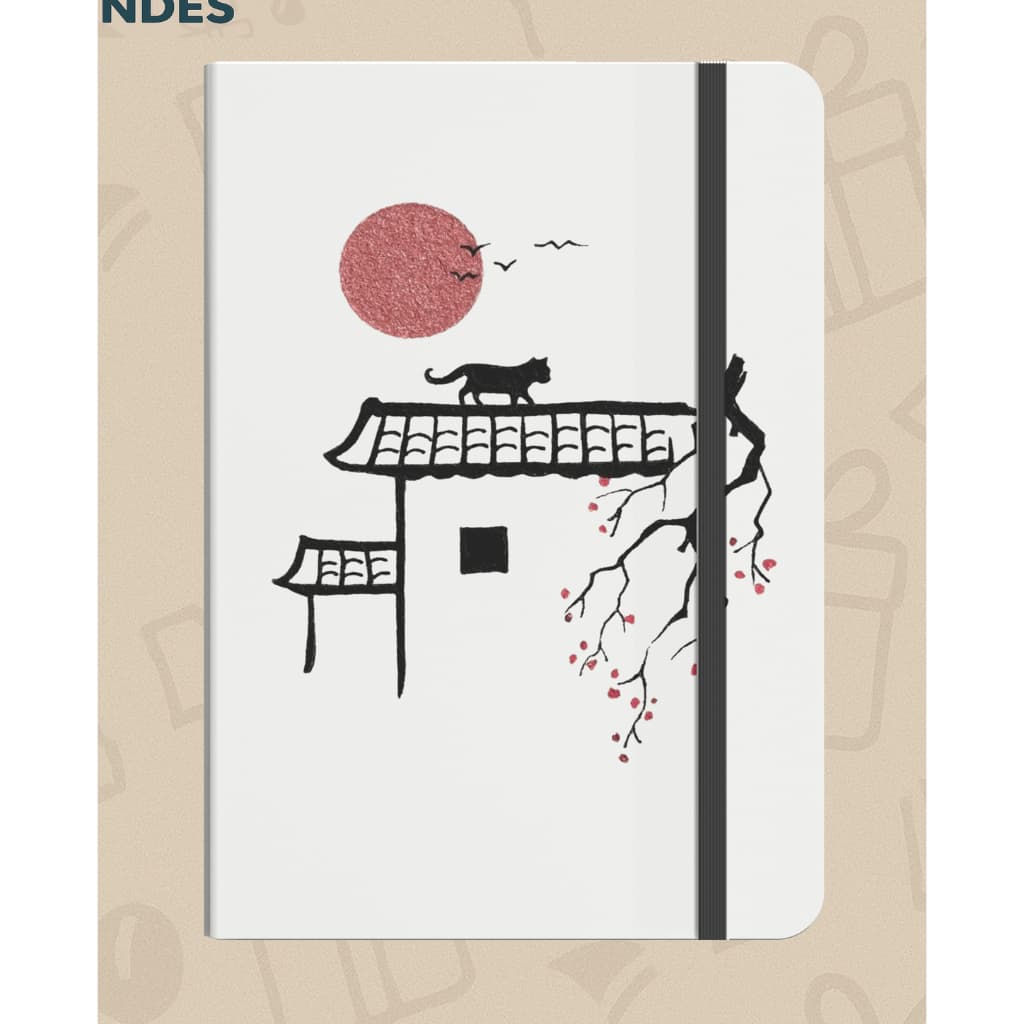 Caderno Moleskine Gato ORIENTAL– Capa Dura Criativo 160 Páginas Anotações Bullet Journal - 21x14