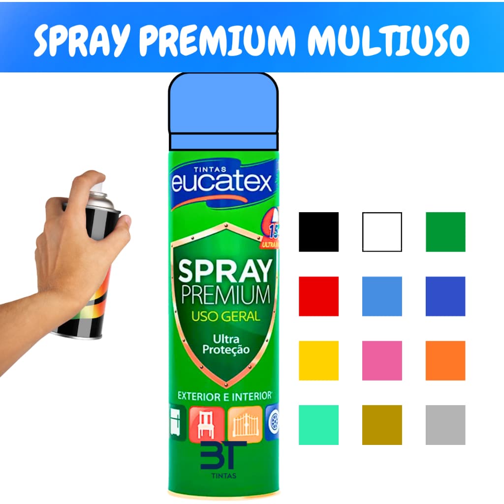 Tinta Spray Premium Para Pintar Móveis Plástico Mdf Meta Alta Temperatura Multiuso 400ML Multicores