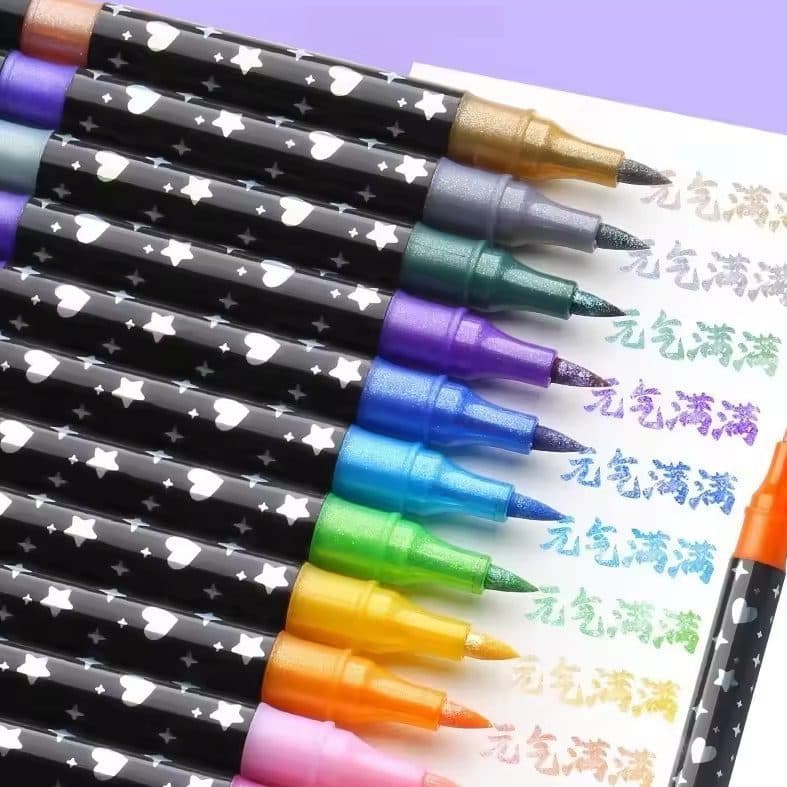 Kit De Canetas Marcadores Ponta Dupla Touch Love Glitter – 24 Canetas / 48 Cores