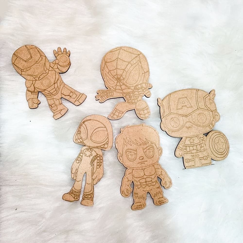 Kit super heróis para pintura com 30 unidades mdf 3mm aniversario home aranha homem de ferro Huck capitão américa