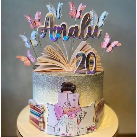 Topo/topper  de bolo livro personalizado