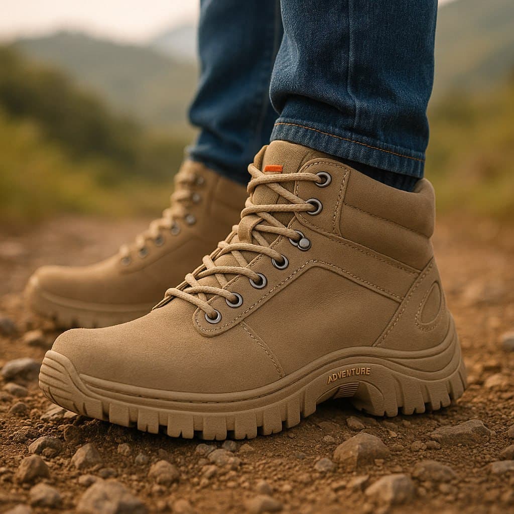 Bota Motociclista Masculina Couro Legítimo Cor Areia Confortável Cadarço 37 ao 44