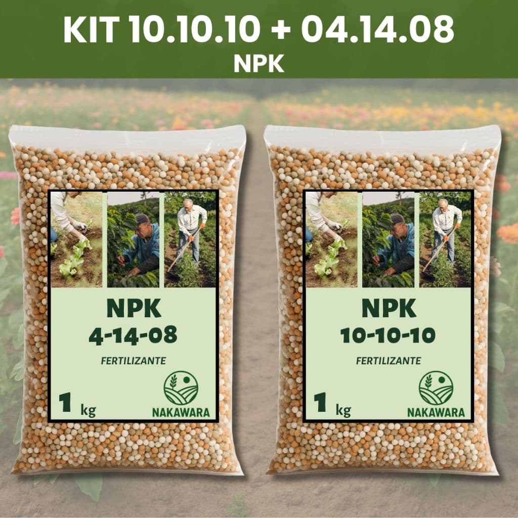 Kit Adubo NPK 10-10-10 + 04-14-08 Fertilizante Crescimento Floração Hortas Jardins Plantas Flores