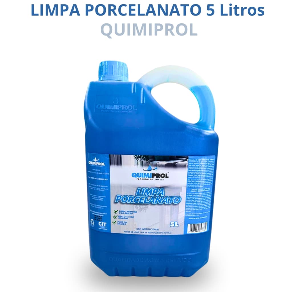 Limpa Porcelanato Quimiprol  2L - 5L Pisos Limpeza Concentrado Detergente Brilho e Perfume Alta Eficiência