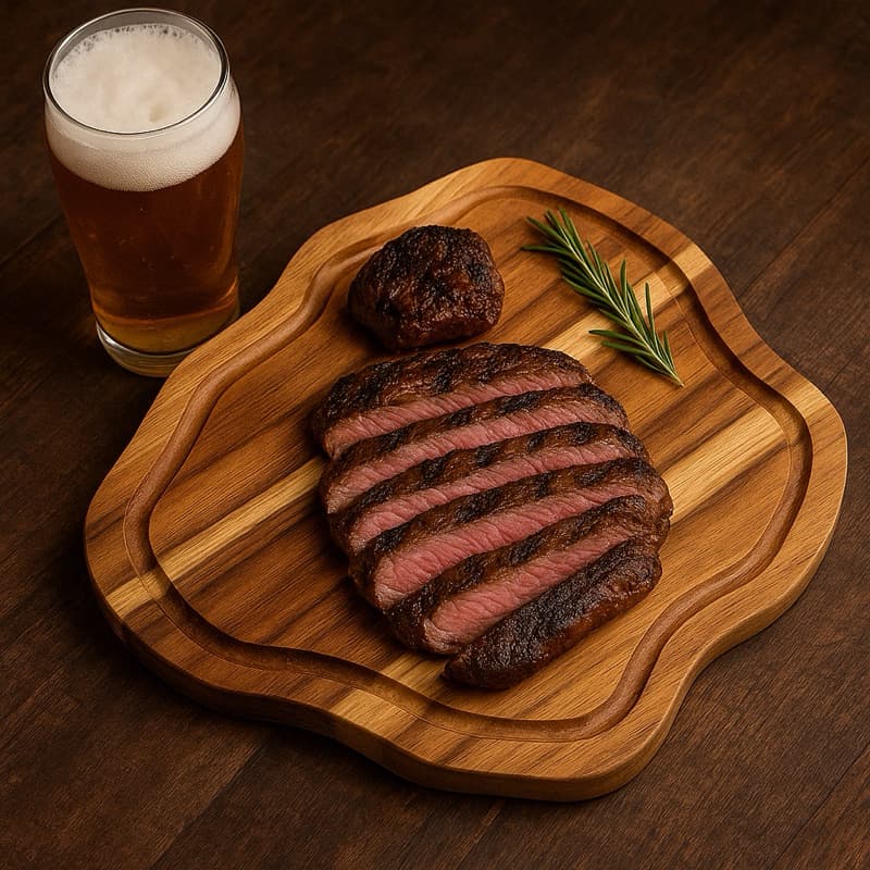 Tábua Rústica Churrasco Madeira Teca – Corte de Carnes e Servir 35x35cm