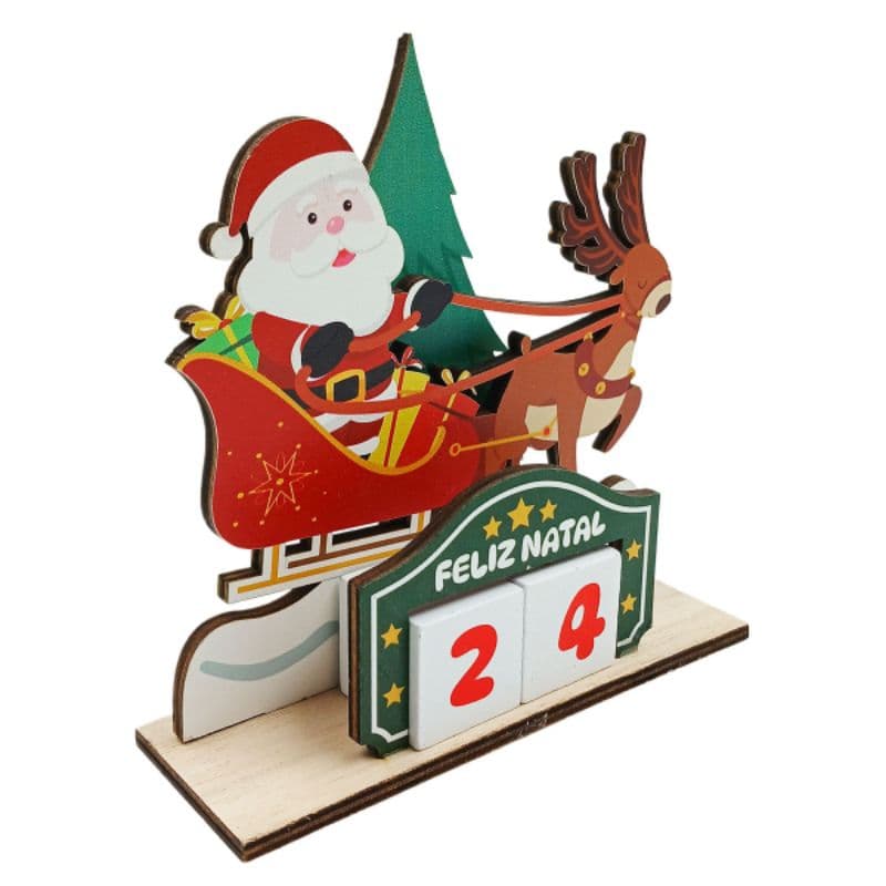 Calendário Natalino Decorativo 16x15cm em MDF Em cubo Ideal Para Decorar Espaços natalino colorido..