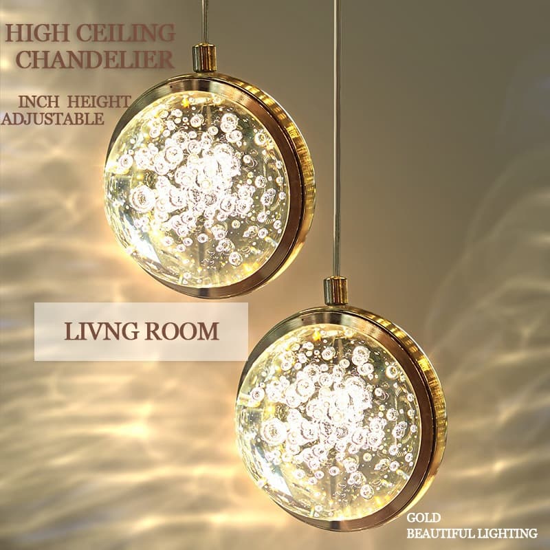 Saturn Pendant Lamp Crystal Bubbles Round Gold Black 5W Bivolt(110v/220v)