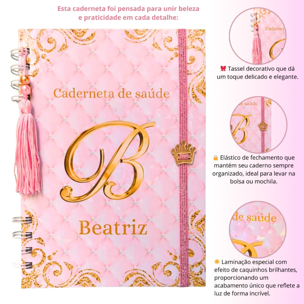 Caderneta de vacinação - caderneta de saúde - menina- personalizada