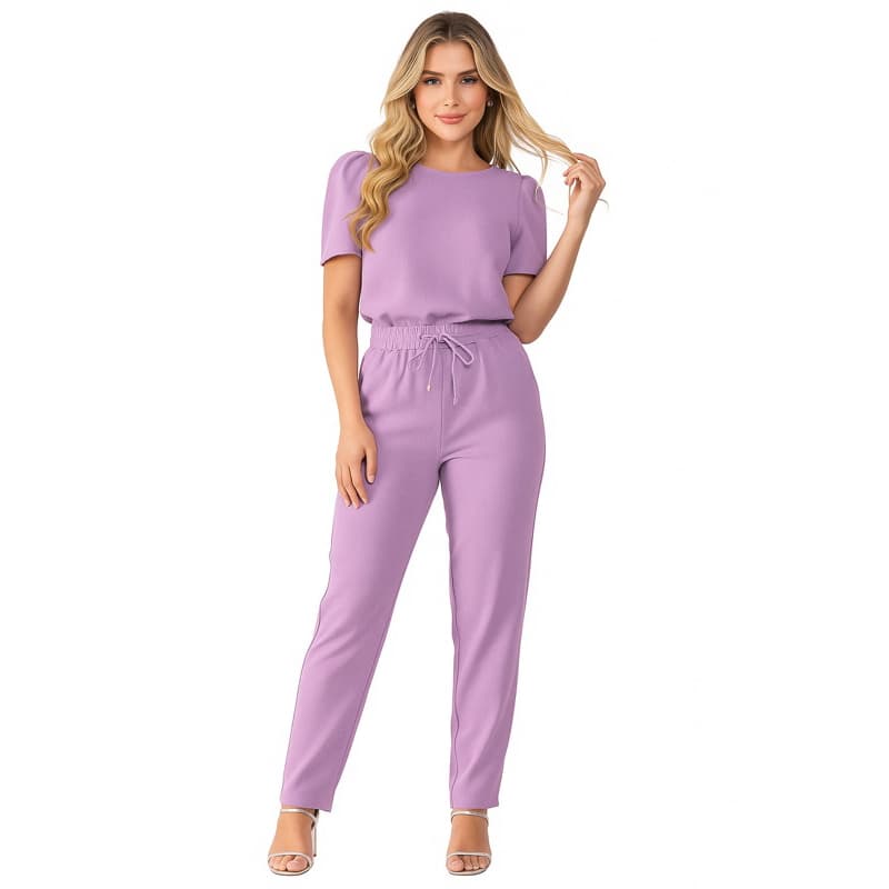 Conjunto Feminino Alfaiataria de Linho Calça e Blusa Estilo Elegante Uniforme Scrub