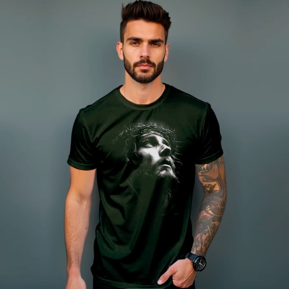Camiseta Camisa Tshirt 100%Algodão Casual Confortável Manga Curta Estilo jesus religioso