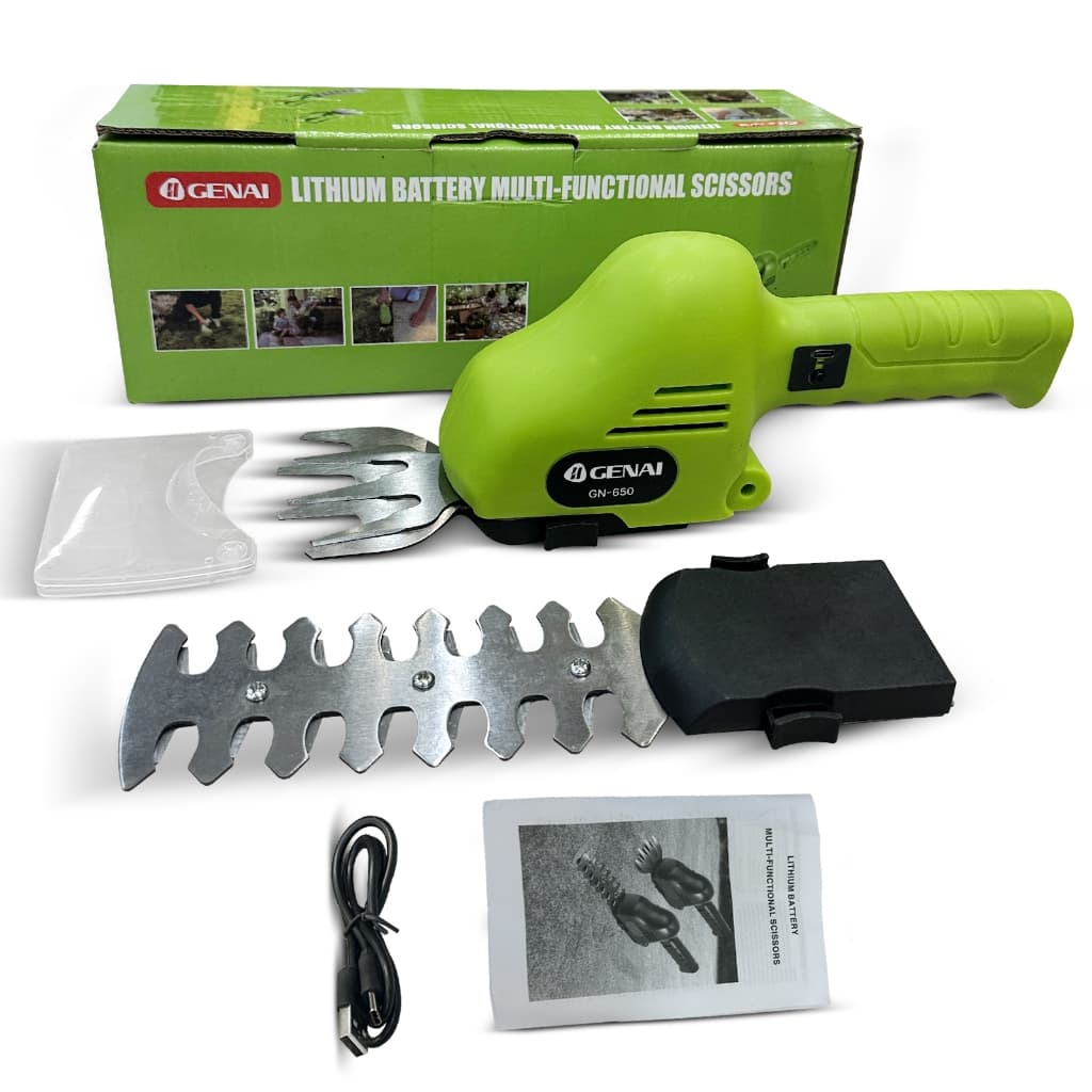 Tesoura Multifuncional a Bateria Lítio 7.4V - Corta Grama, Sebes e Mais! 2-em-1 Portátil