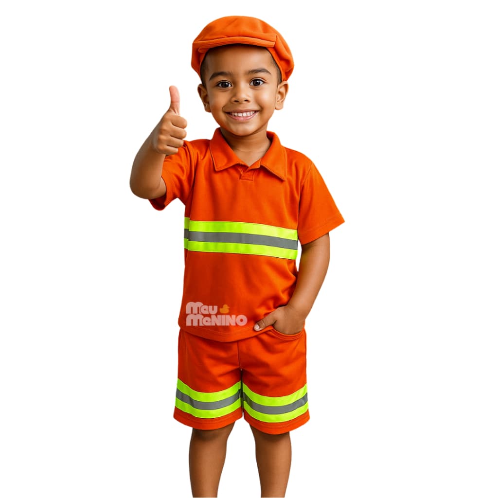 Fantasia Roupa Infantil Gari Coleta de Lixo Menino Com Chapéu  Carnaval