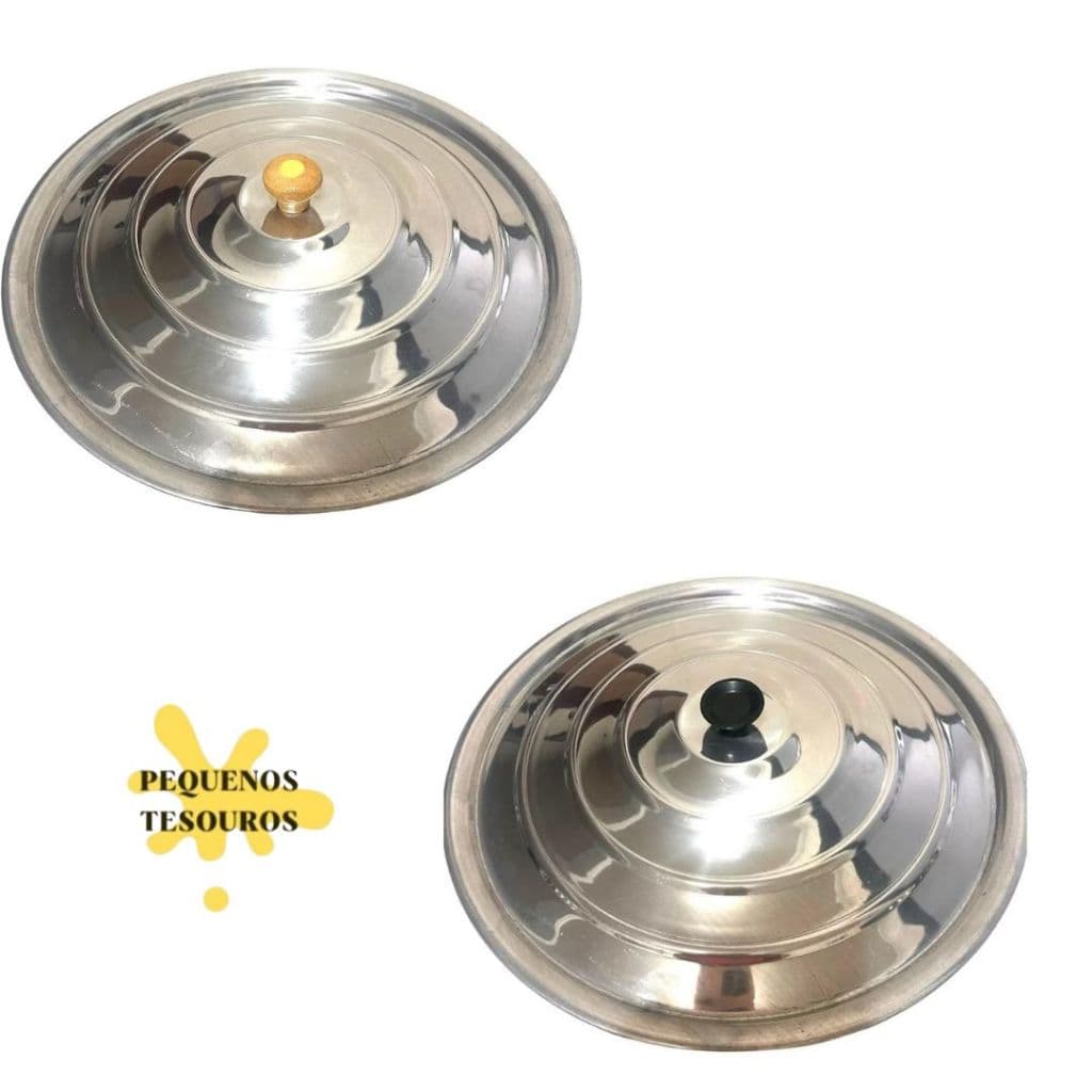TAMPA DE ALUMÍNIO AVULSA N 14 16 18 20 22 24 26 28 30 32 CM- PARA CAÇAROLA FRIGIDEIRA PANELA- COM POMEL PRETO E MADEIRA