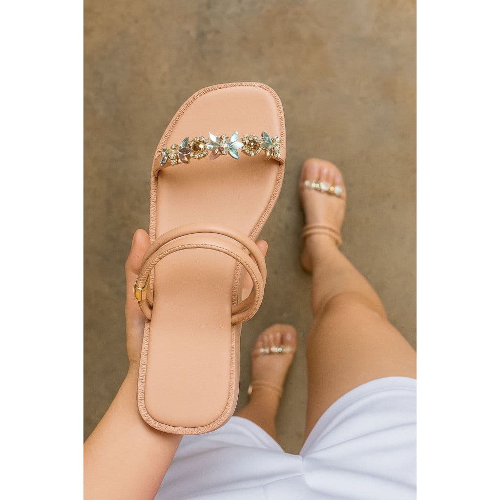 Sandália Feminina Papete Flatform Estilo Casual Brilho