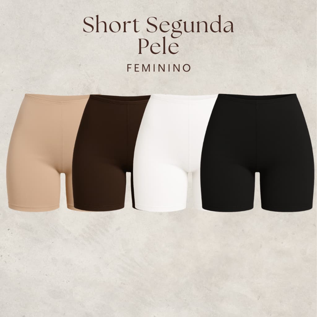 Short Segunda Pele Feminino Básico Varias Cores P ao GG Ajuste Perfeito Dia a Dia