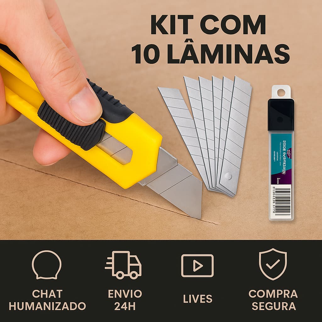 Lamina P/ Estilete 18mm com 10 Unidades