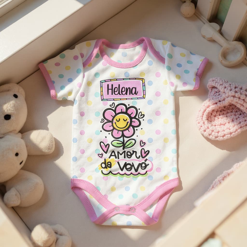 Body bebê personalizado com nome amor da dinda, vovó, mamãe, etc.