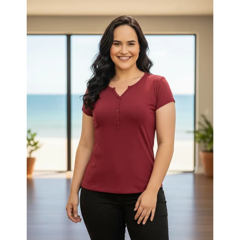 T-shirt Feminina, Detalhe, Tamanho Plus-size, Blusa de trabalho, Não encolhe e não dá bolinha !!